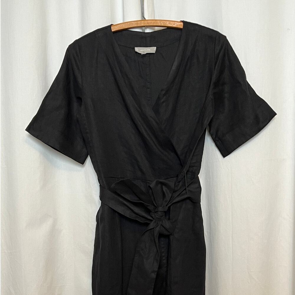 Everlane The Linen Cross-Front Jumpsuit Black Size 0 - Picture 6 of 11